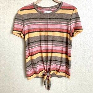 Madewell Yellow top Texture & Thread  multicolor striped short sleeve top XXS